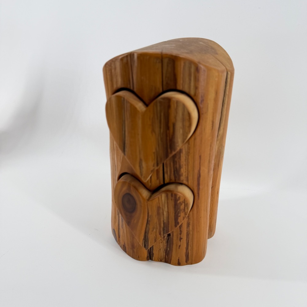 Richard Rothbard Signed Wood Heart Band Saw Jewelry Box Sugarloaf Key NY trinket